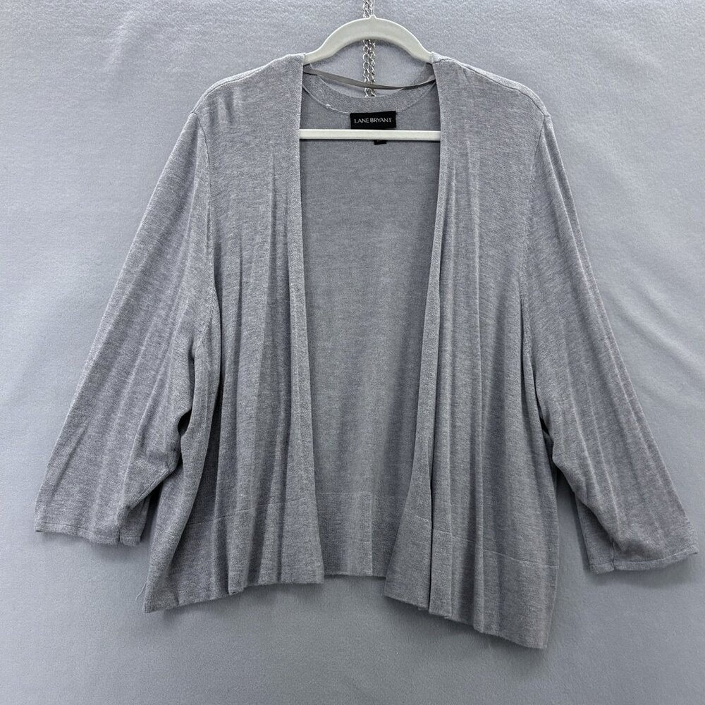 Lane Bryant Cardigan Sweater 22/24 Women’s Gray Open‎ Front 3/4 Sleeve Wide Hem